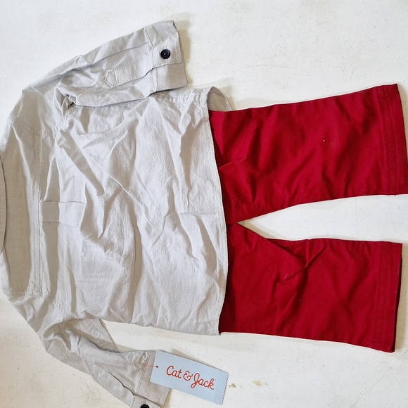 NEW! 3pc Toddler Boys' Long Sleeve Woven Shirt, Tie, and Pants Set - 12M - Picture 5 of 7